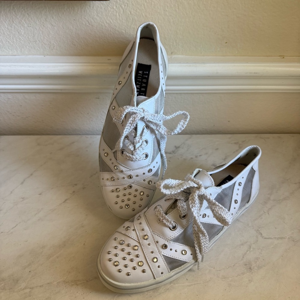 Stuart Weitzman VTG White Studded Sneakers